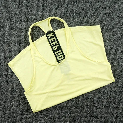 Reallion Women Keep Go Sports Yoga Shirt Dry Fit Sleeveless Sports Blouses Babes Running Vest Workout Top Womens T-shirt Female