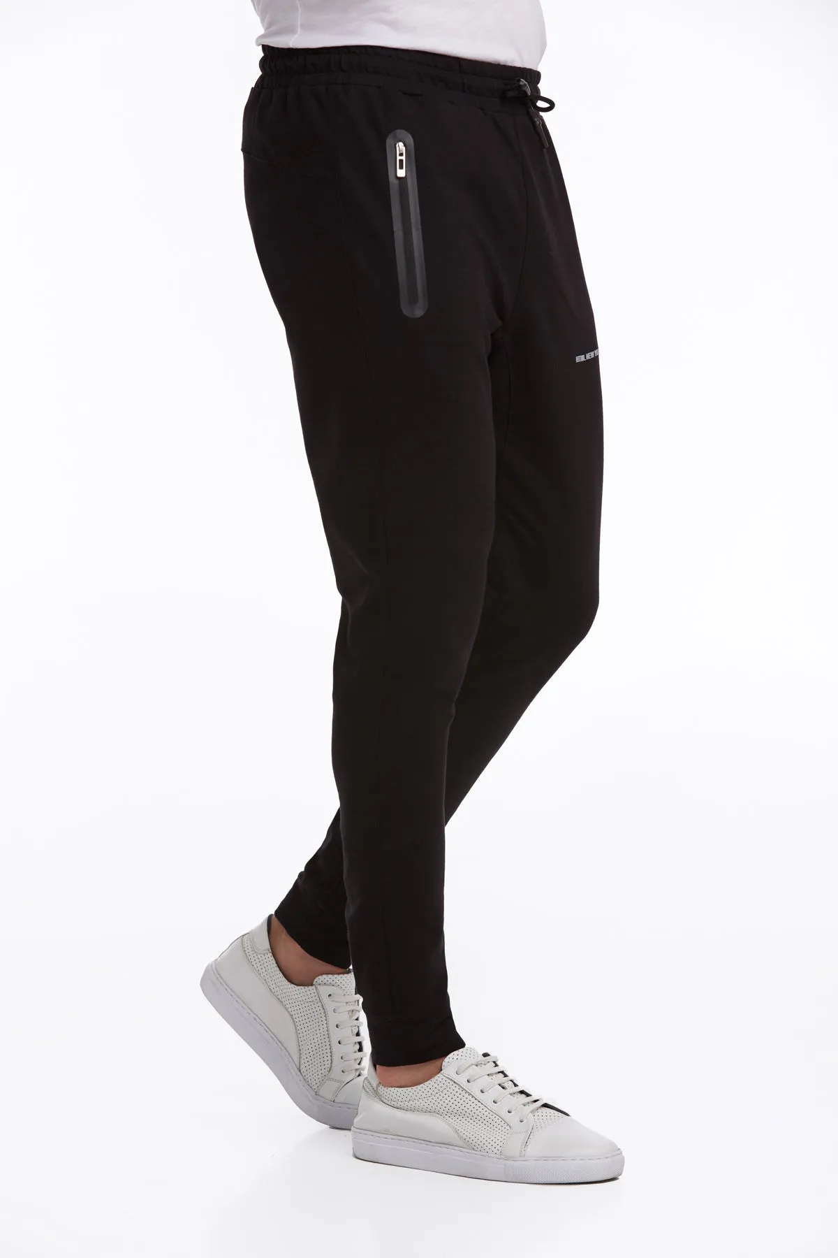 Regular Fit Cotton Blend Black Sweatpants