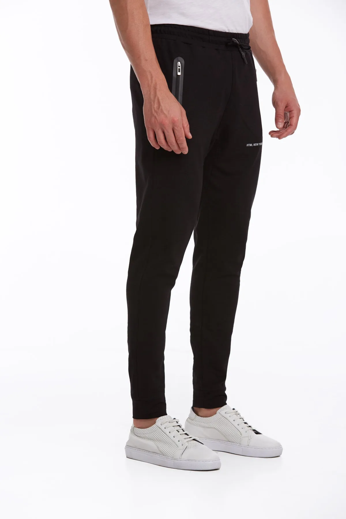 Regular Fit Cotton Blend Black Sweatpants