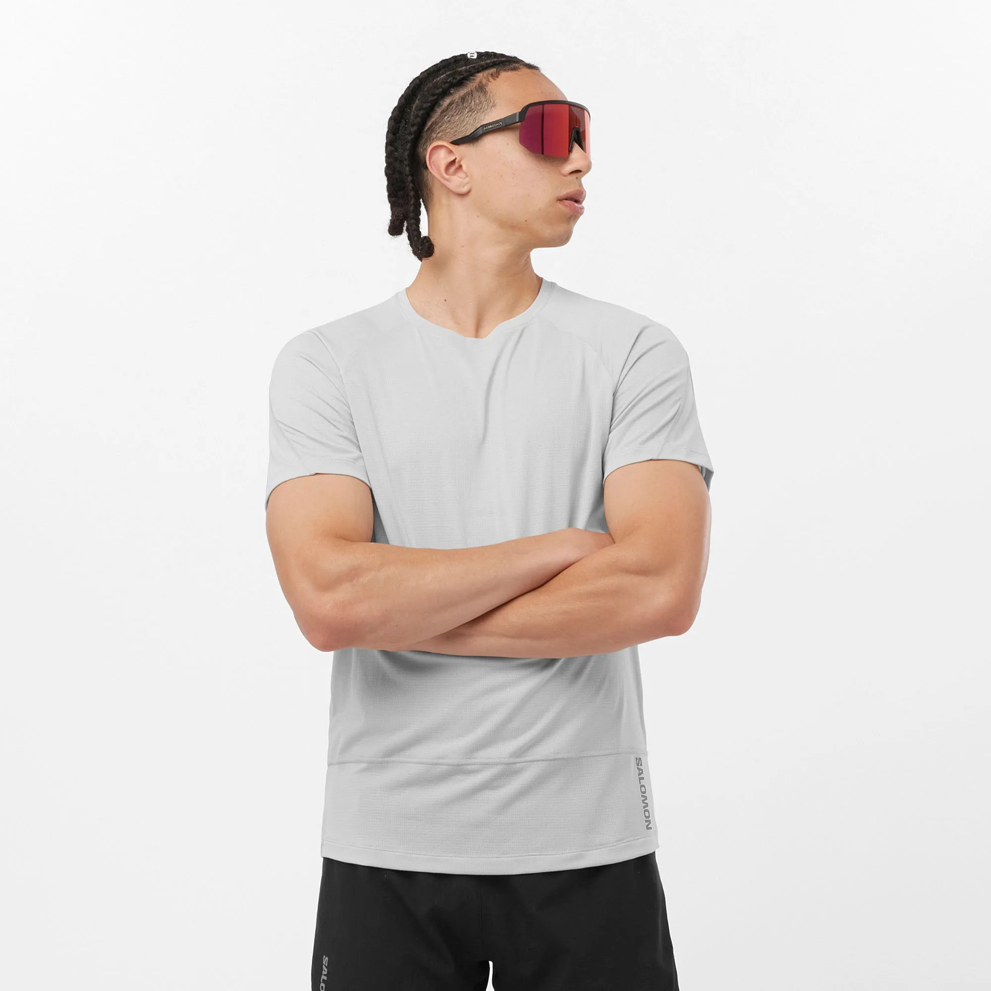 Salomon | Men's Cross Run GFX Tee - Gray Violet