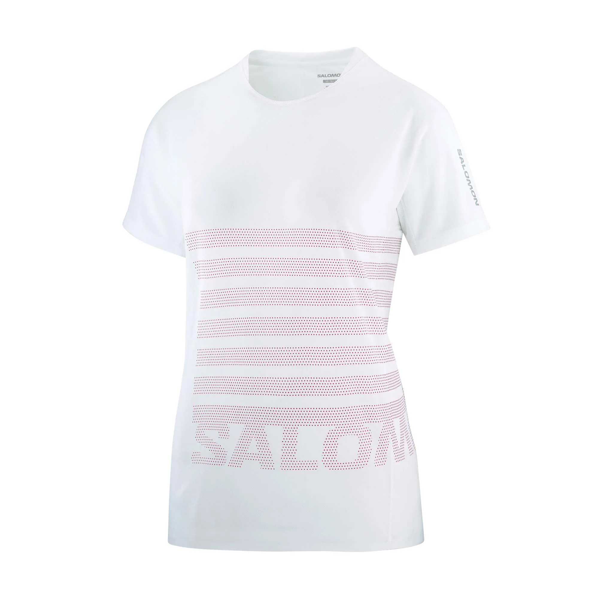 Salomon | Women's Sense Aero GFX Short Sleeve Tee - White/Beetroot Purple