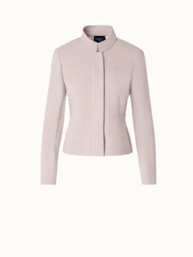 Short Jacket with Mock Neck in Wool Crêpe Double-Face