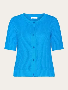 Short sleeve knitted cardigan - OCS/Vegan - Malibu Blue