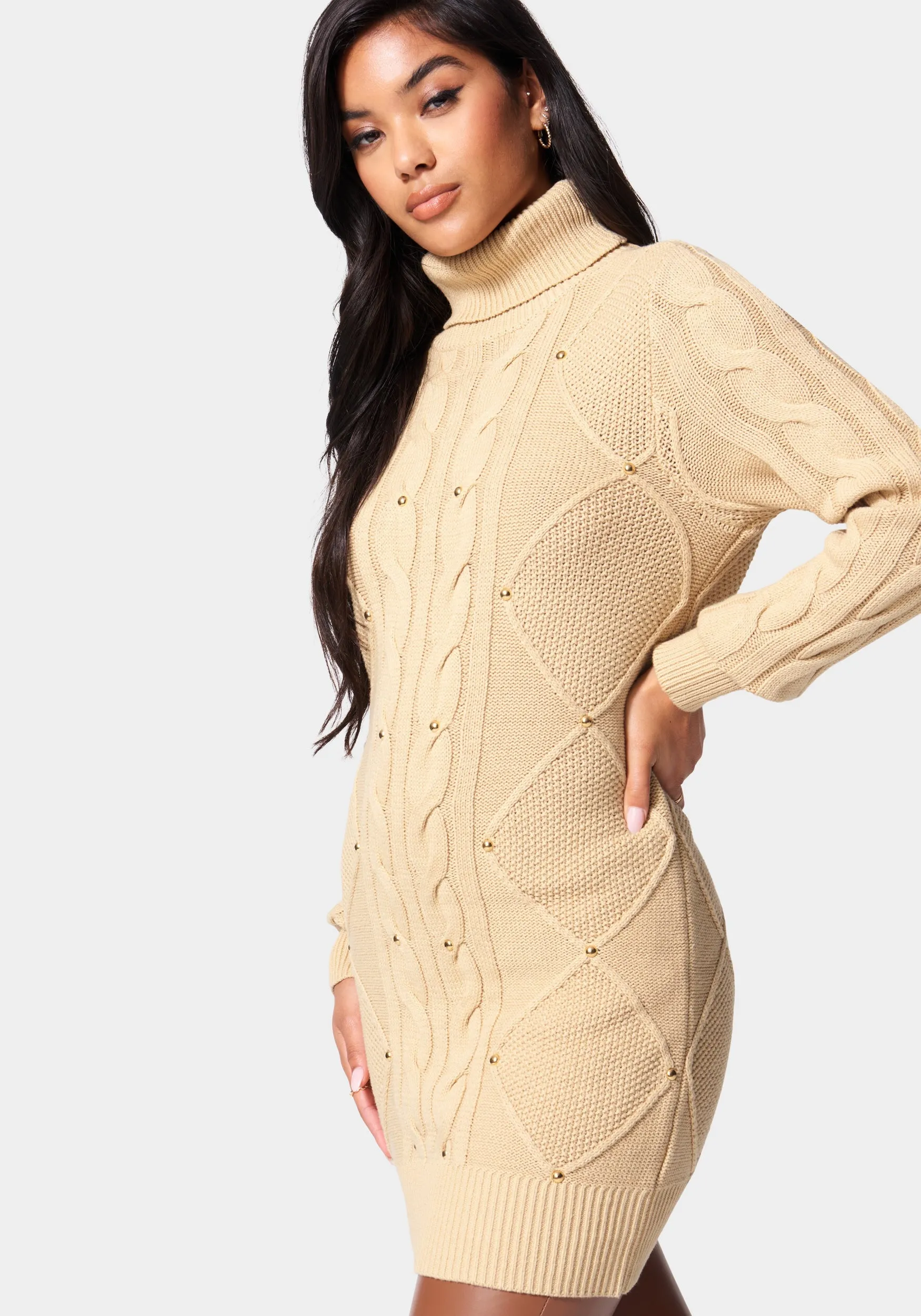 Stud Detail Tunic Sweater