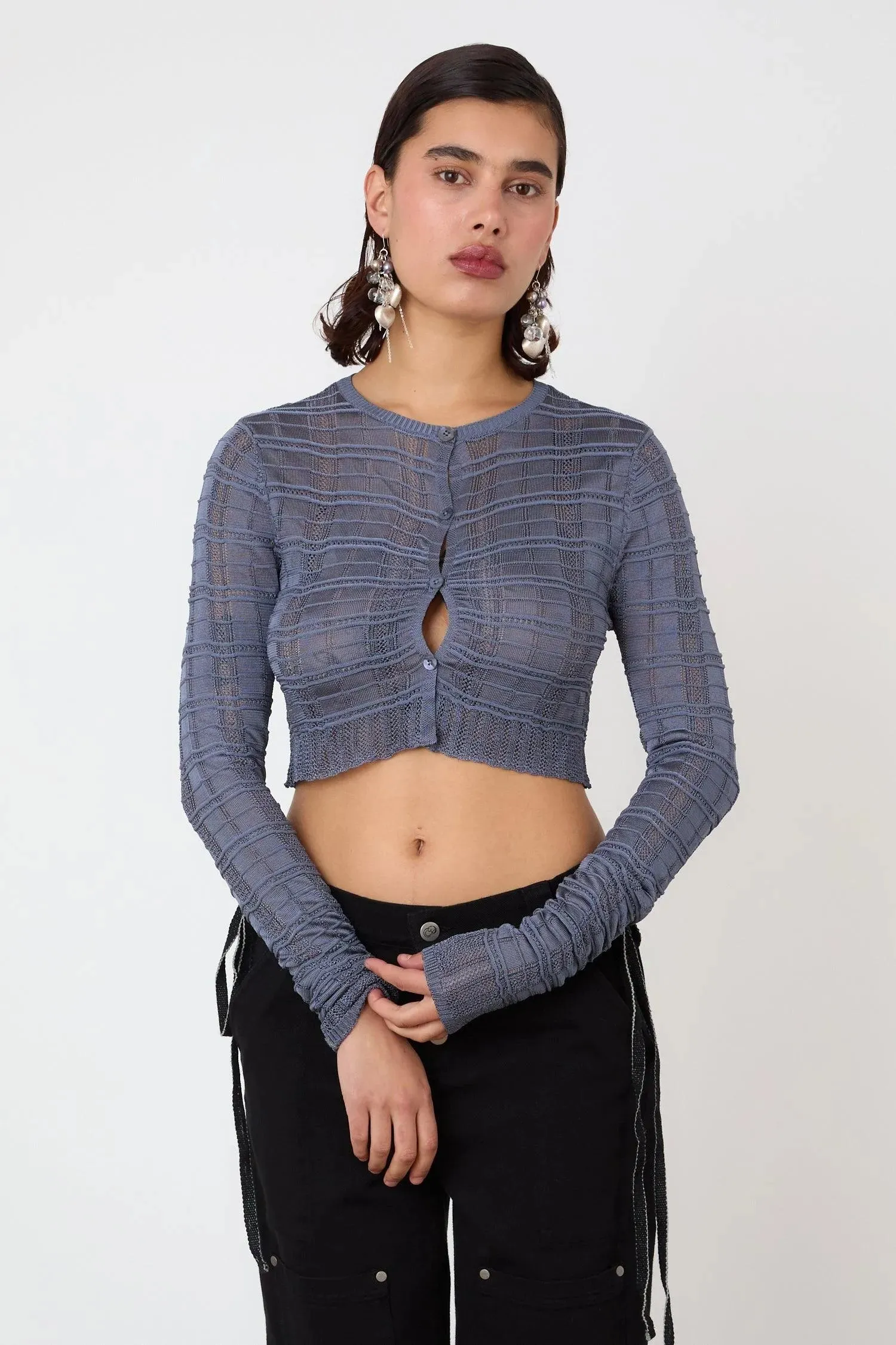 The Agnes Cropped Cardigan, Deep Sea