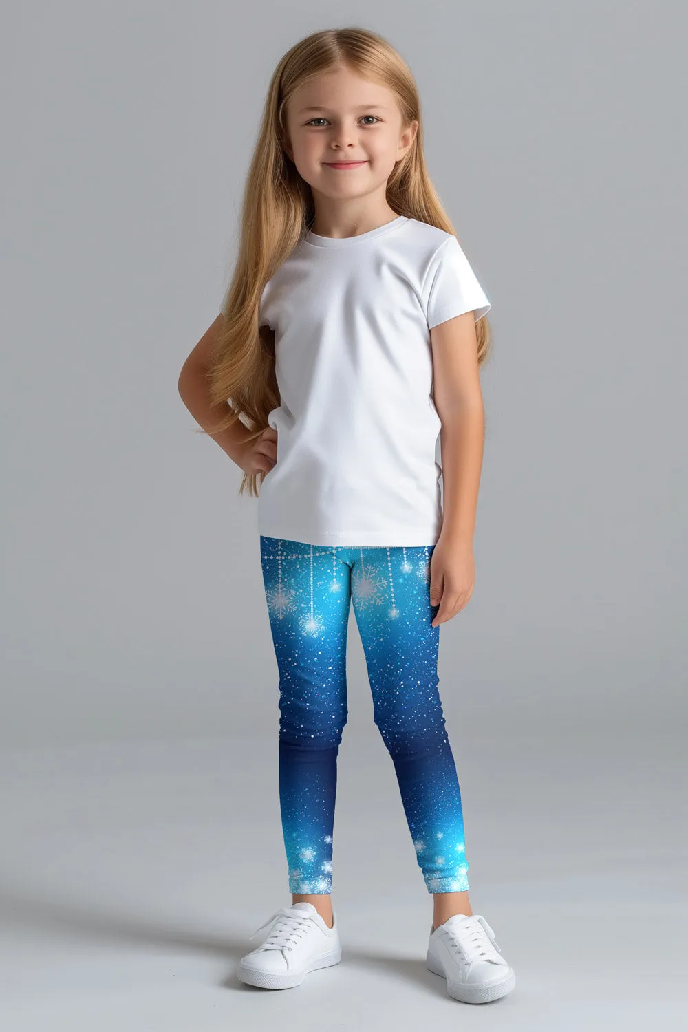 The Snow Queen Lucy Blue Cute Winter Printed Leggings - Kids