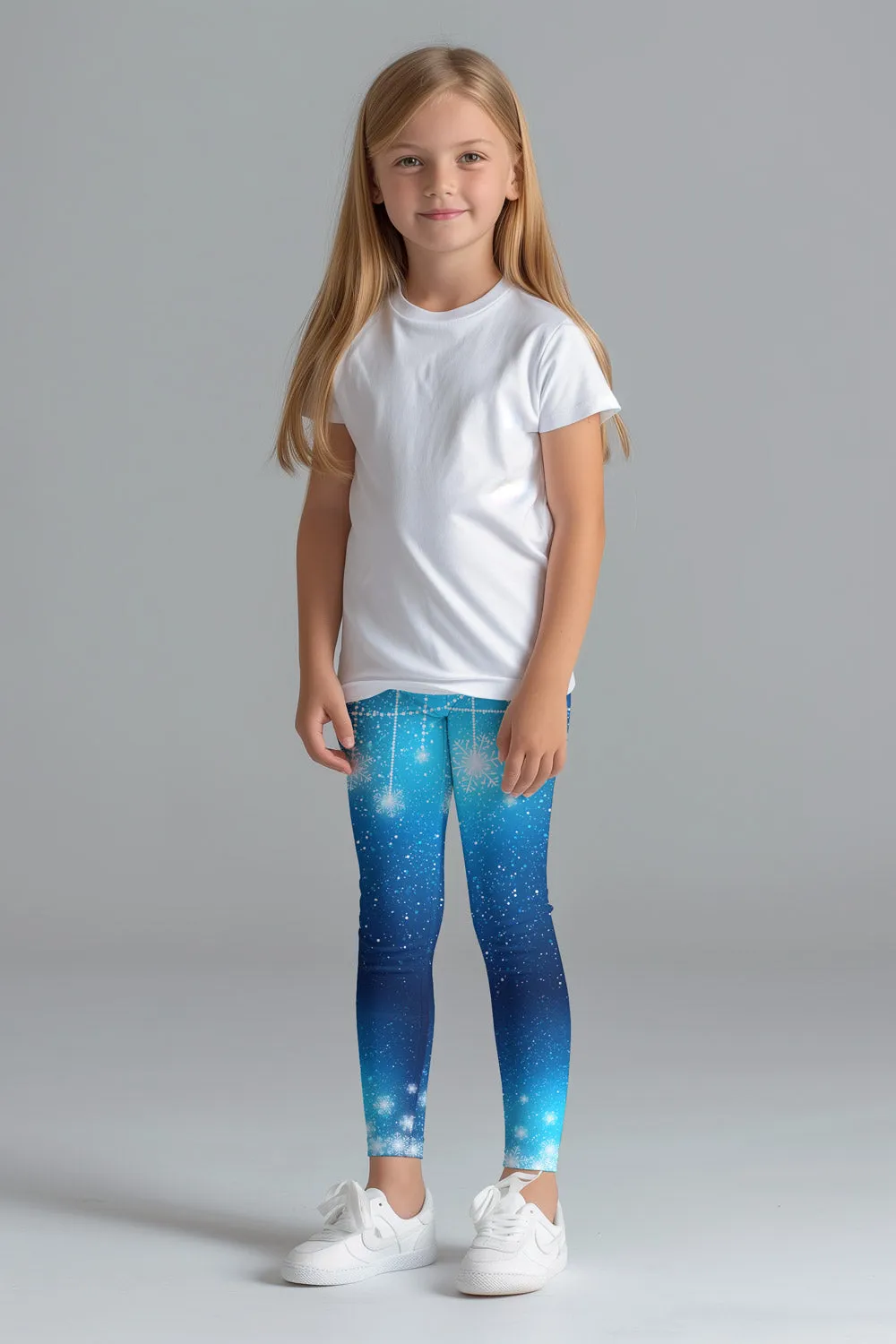 The Snow Queen Lucy Blue Cute Winter Printed Leggings - Kids