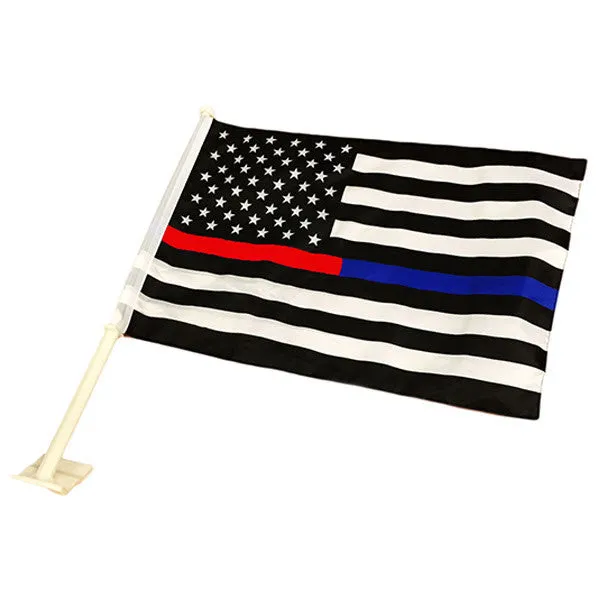 Thin Blue Line & Thin Red Line American Car Flag