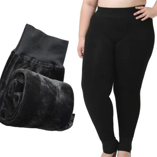 Trendy Warm fur winter leggings pants