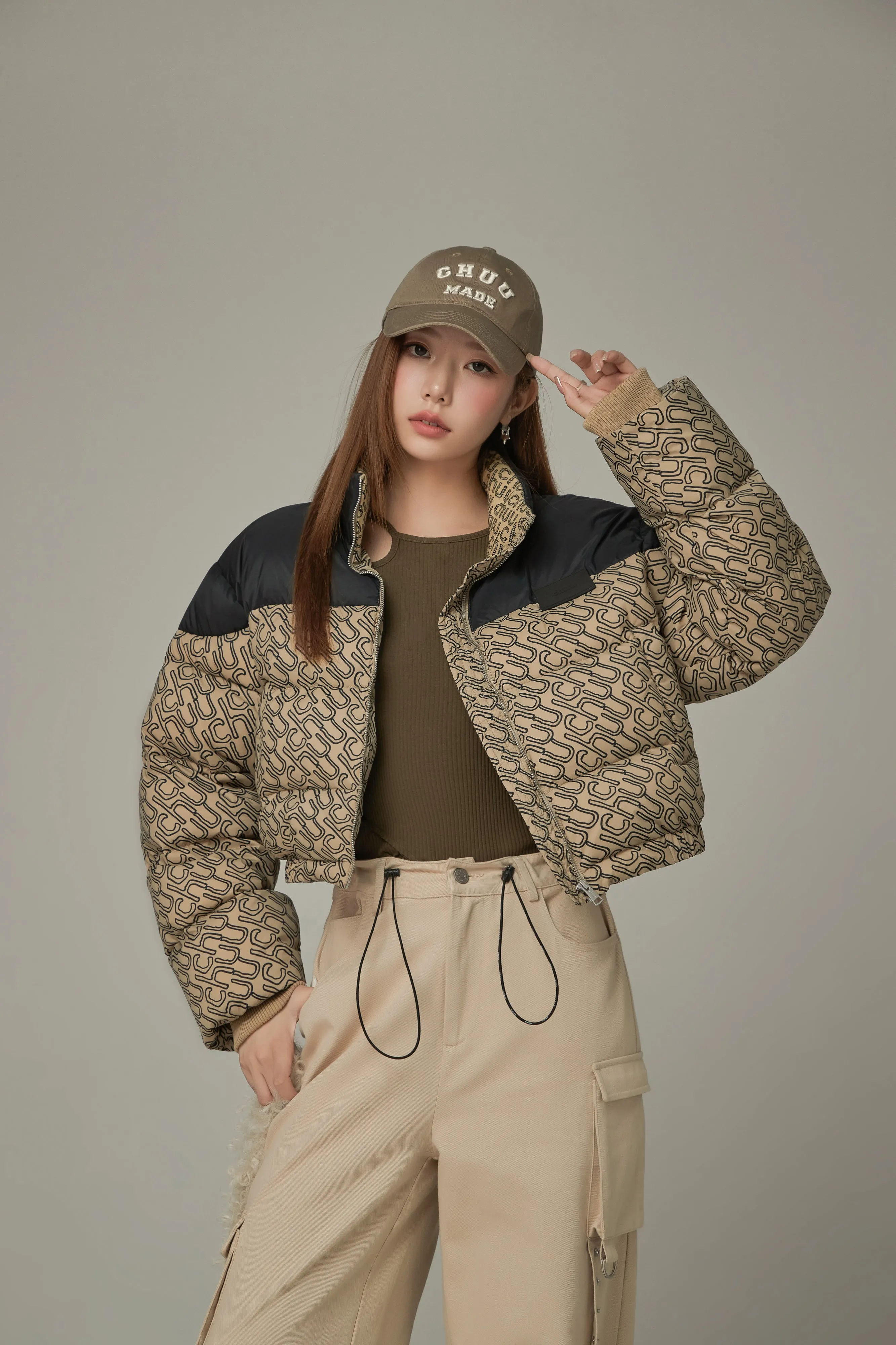 Two Toned Duck Down Padded Jacket