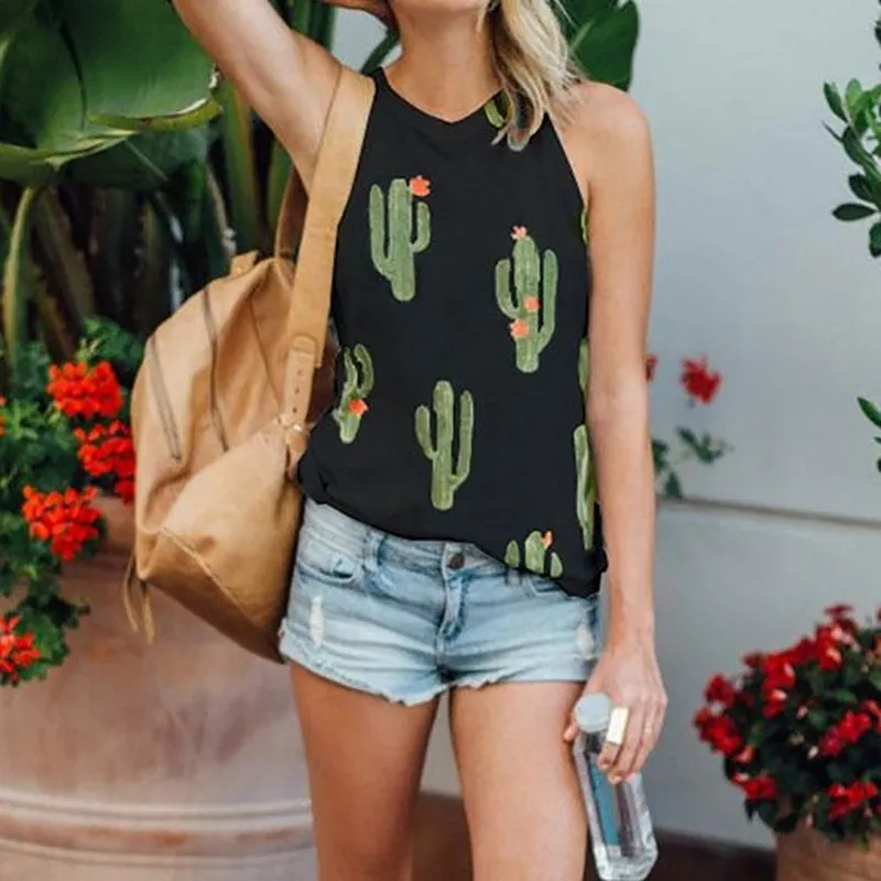 VenusFox Cactus Printed Tank Tops