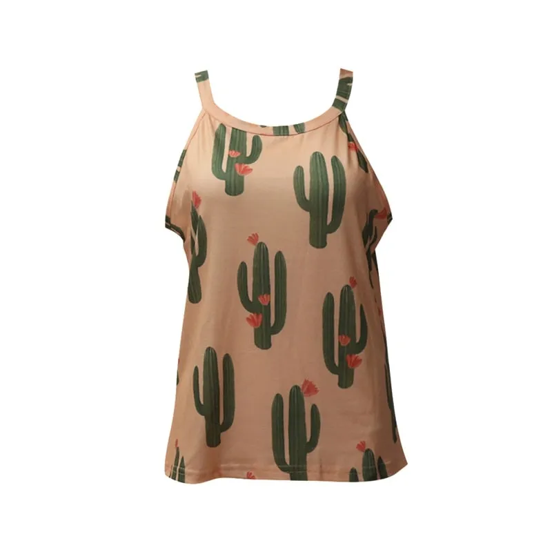 VenusFox Cactus Printed Tank Tops