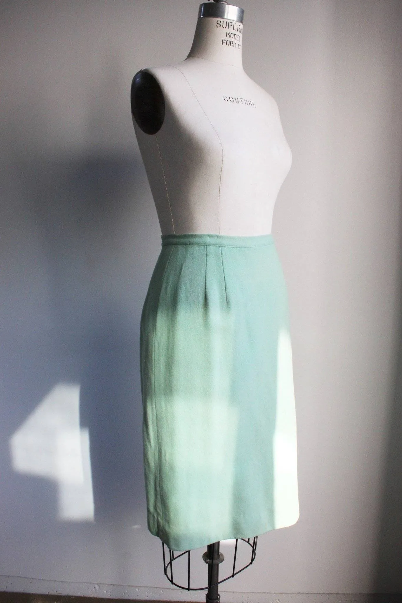 Vintage 1960s Green Wool Skirt