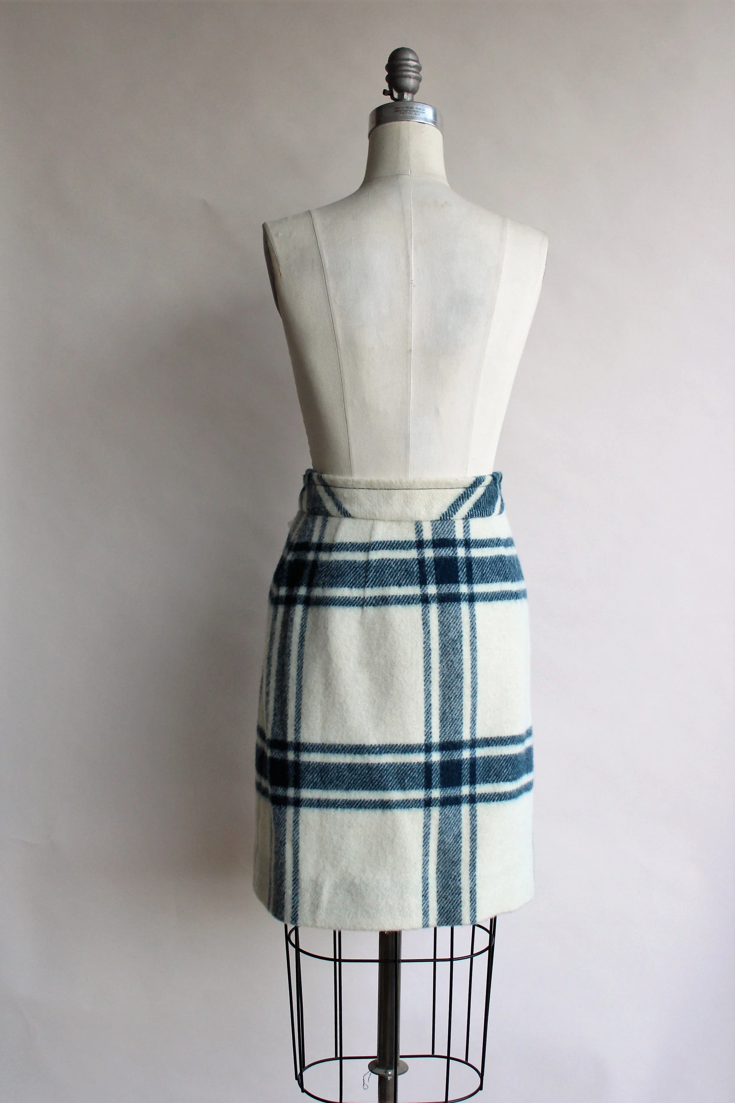 Vintage 1960s Wool Plaid Wrap Skirt