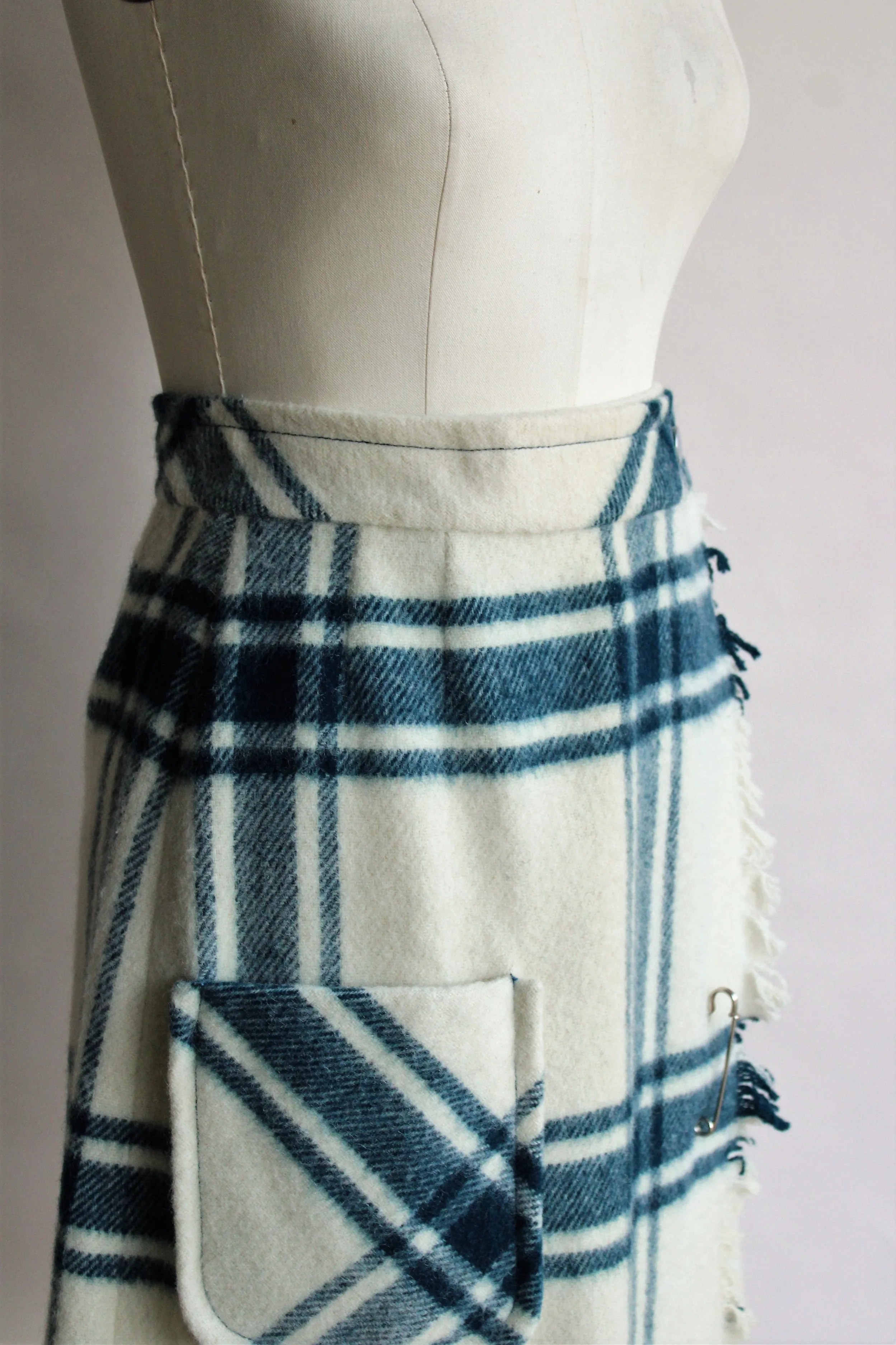 Vintage 1960s Wool Plaid Wrap Skirt