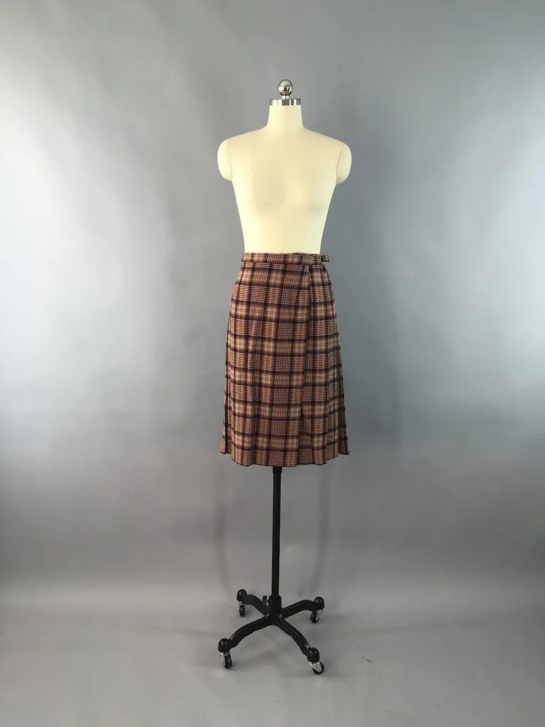 Vintage Young Pendleton Wool Plaid Wrap Skirt