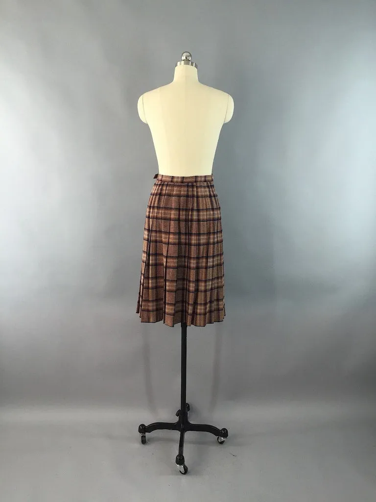 Vintage Young Pendleton Wool Plaid Wrap Skirt