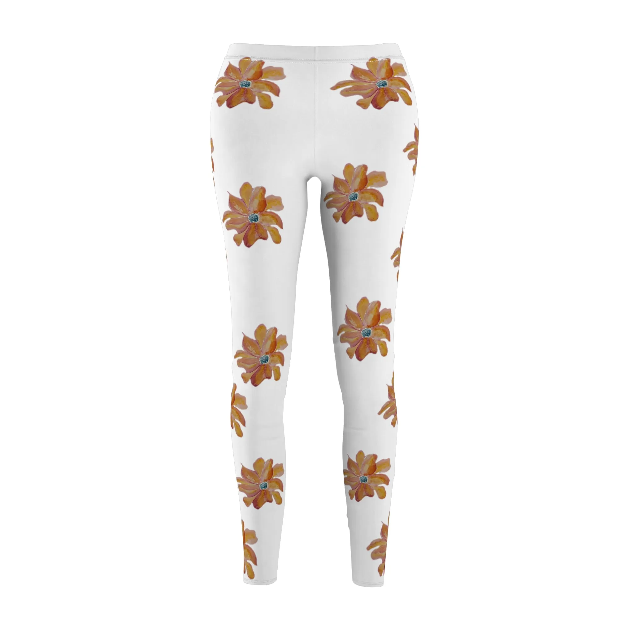 Warm Sunset Bloom Women's Cut & Sew Casual Leggings (AOP)