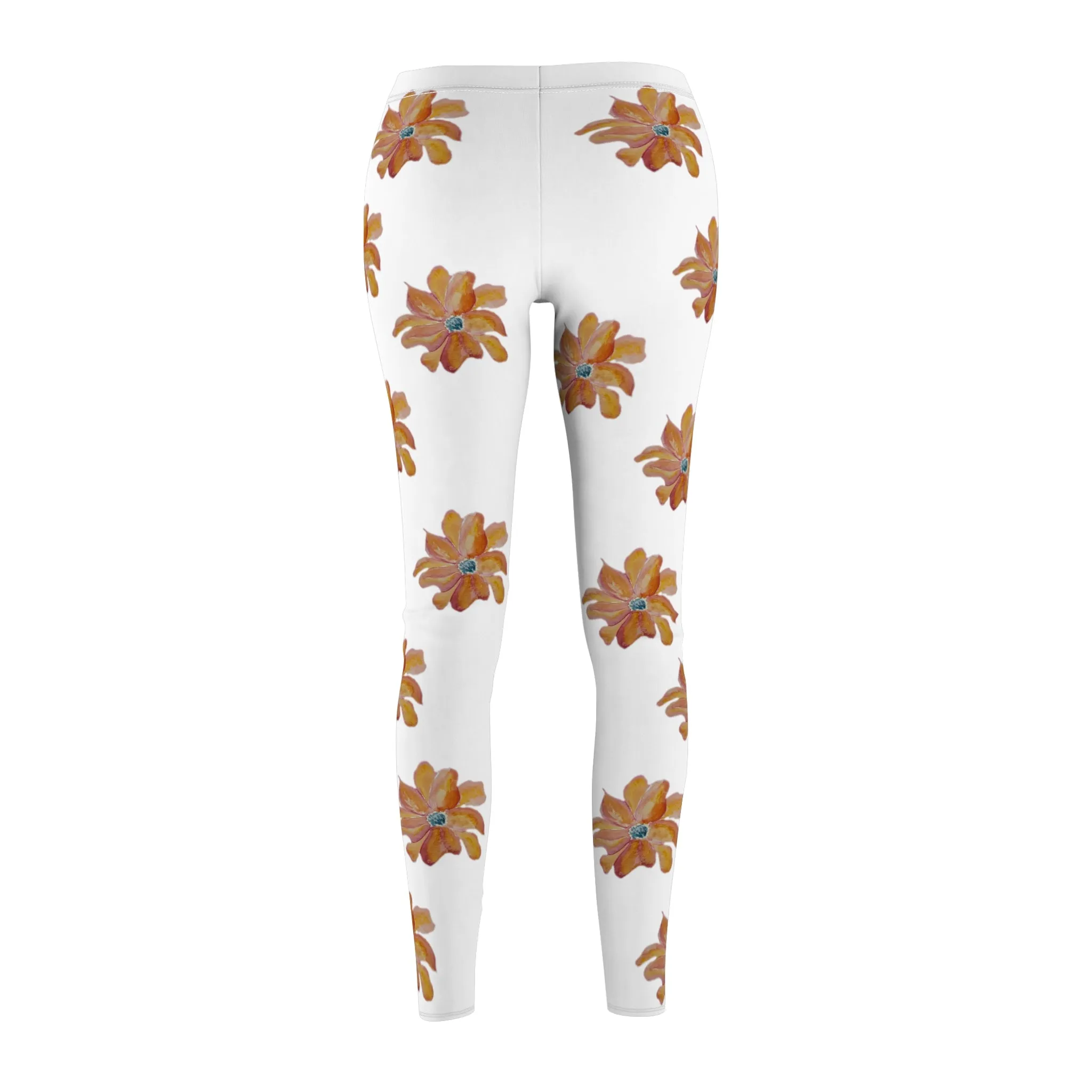 Warm Sunset Bloom Women's Cut & Sew Casual Leggings (AOP)