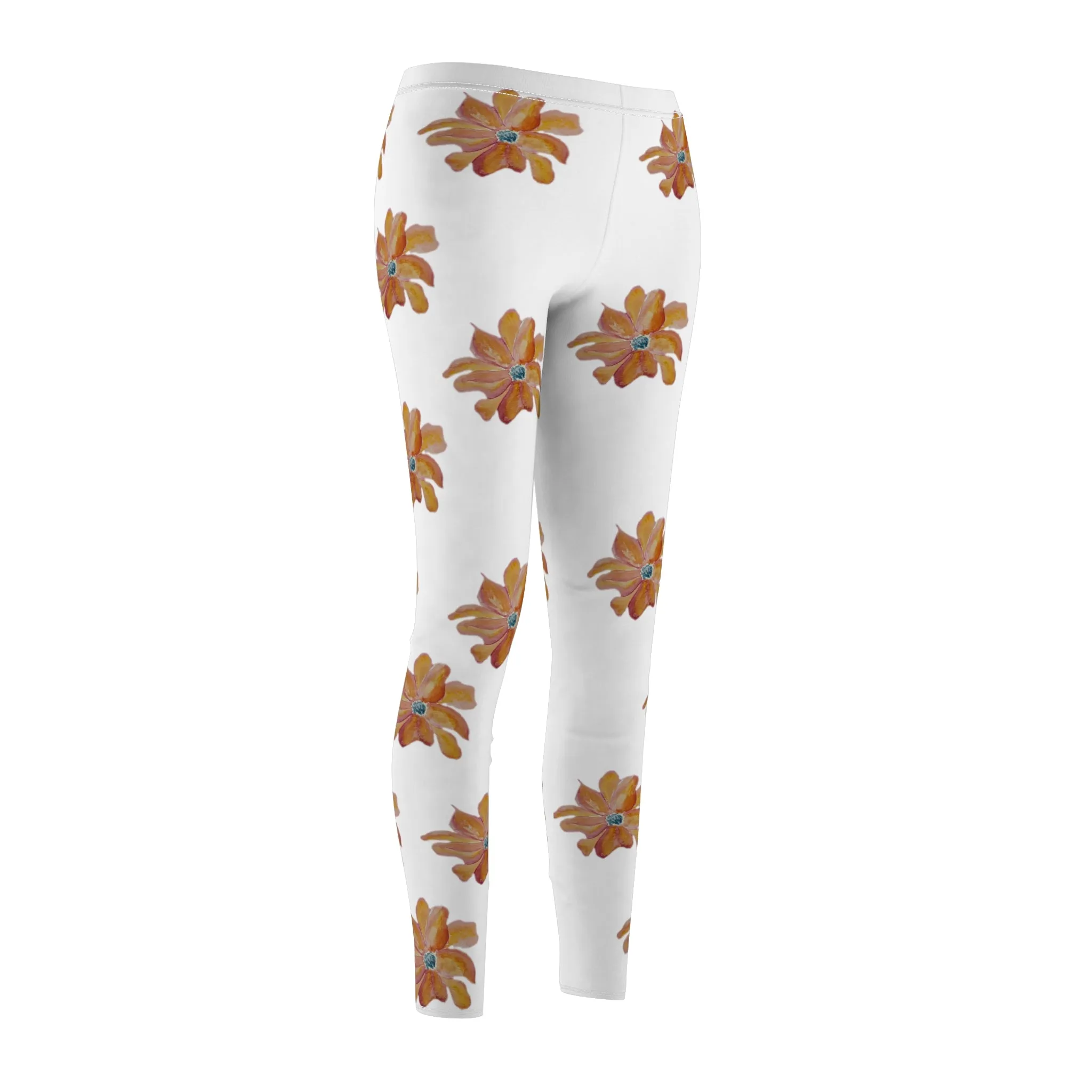 Warm Sunset Bloom Women's Cut & Sew Casual Leggings (AOP)