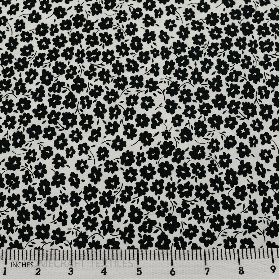 White & Black Floral Cotton Print