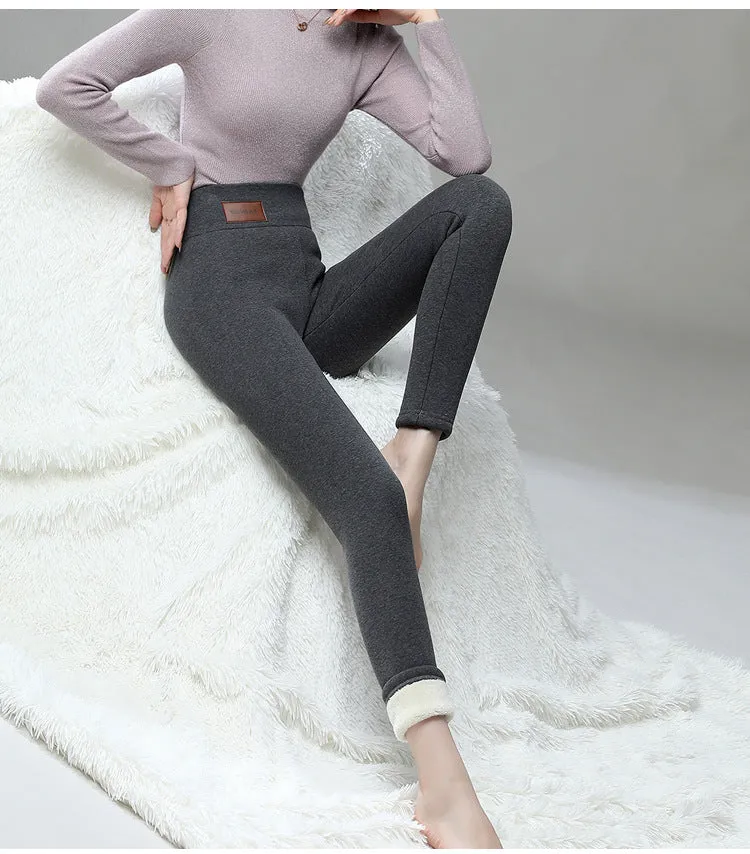 Wjczt Winter Leggings Women Warm Pants High Waist Skinny Thick Velvet Fleece Girl Pants with Fur Inside Thermal Winter Clothes Women