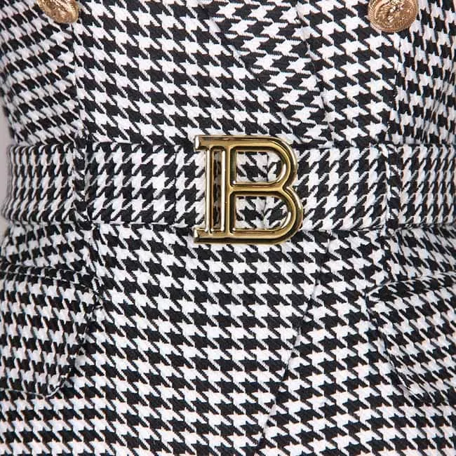 Womans houndstooth double-breasted button blazer