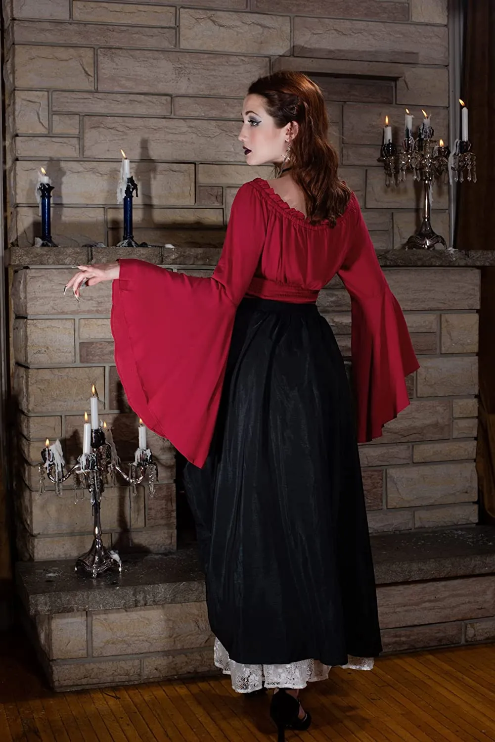 Women's Renaissance Gothic Blouse Bell Ruffle Off Shoulder Boho Corset Costume