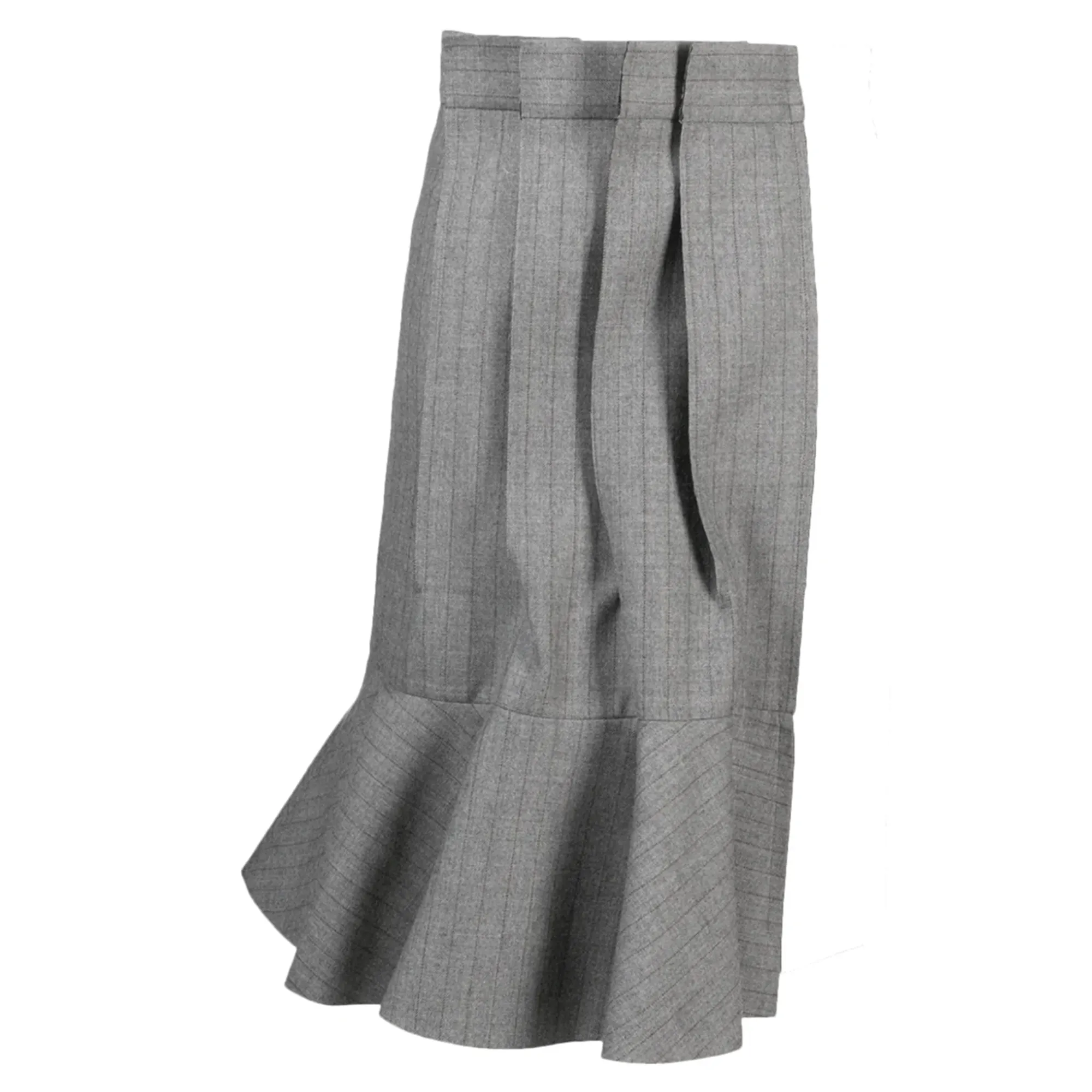 Wool Melton Mix Chalk Stripe Skirt